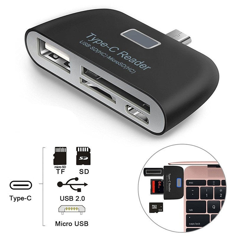 Adattatore Lightning 4 in 1: Micro SD, micro USB, USB, TypeC